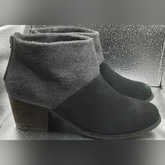 Tom black suede felted wool zip ankle boots 7.5 - Picture 3 of 8